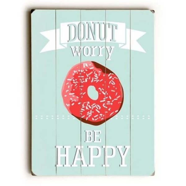 One Bella Casa One Bella Casa 0004-4983-38 12 x 16 in. Donut Worry be Happy Planked Wood Wall Decor by Ginger Oliphant 0004-4983-38